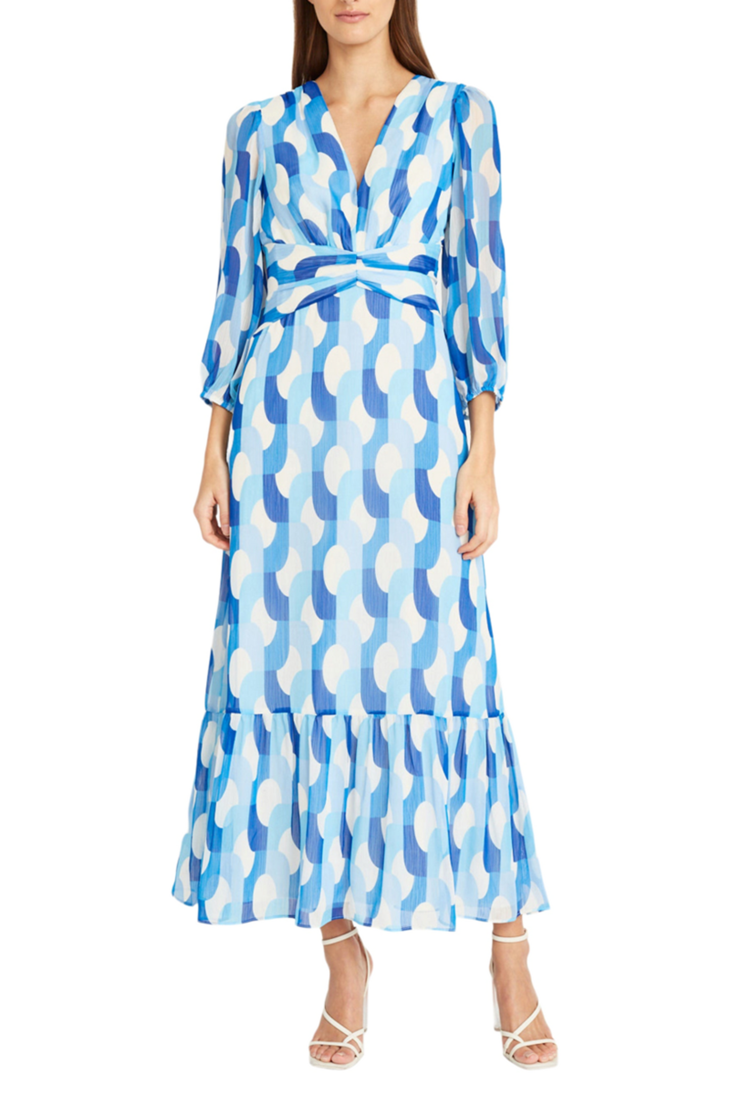 Donna Morgan Long Sleeve Tiered Skirt Maxi Dress