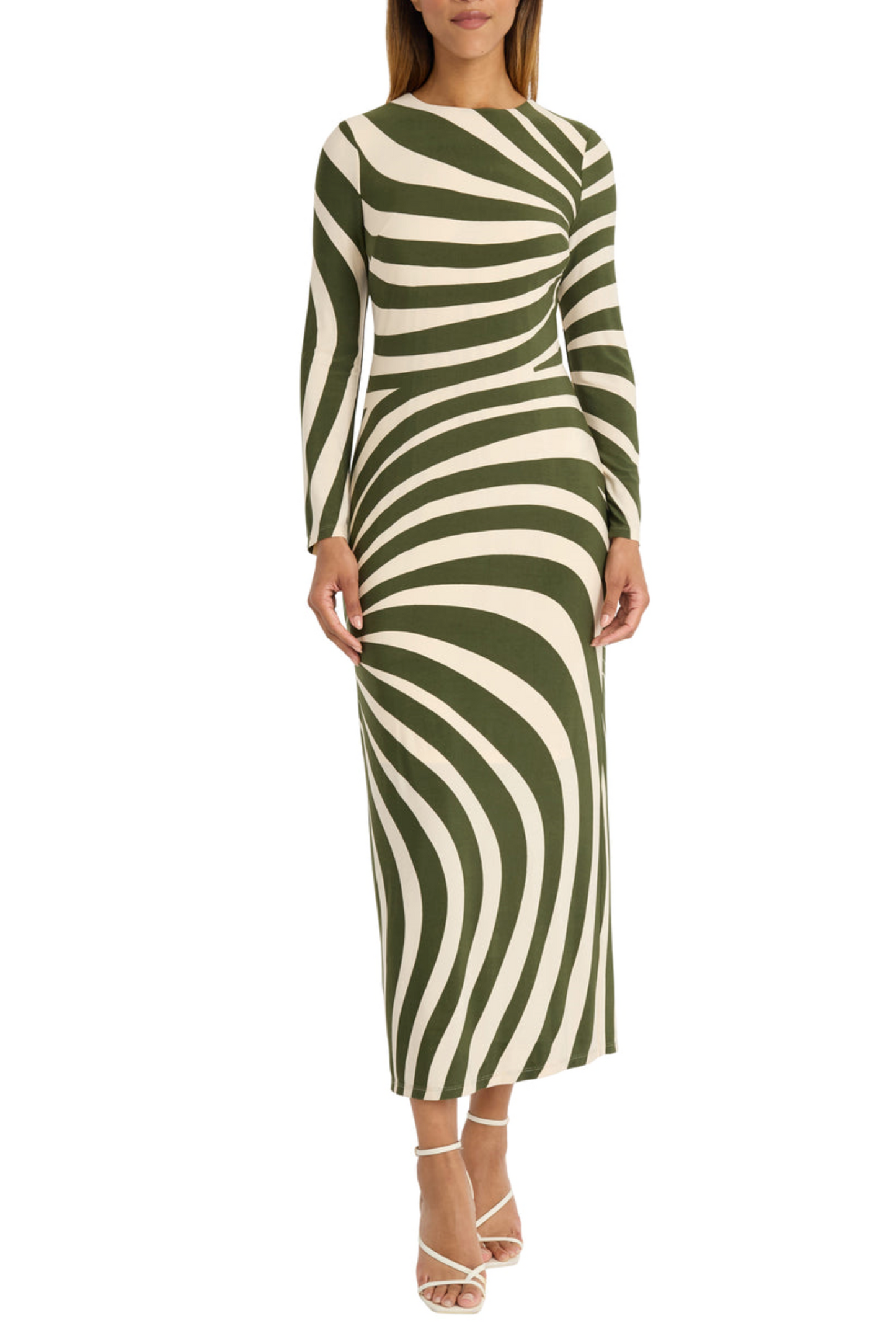 Donna Morgan Abstract Stripe Long Sleeve Dress