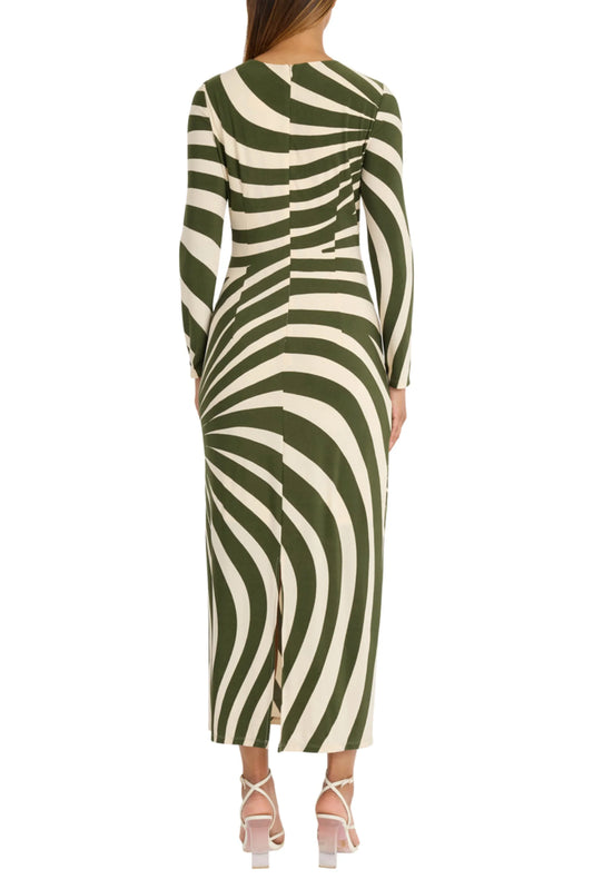 Donna Morgan Abstract Stripe Long Sleeve Dress