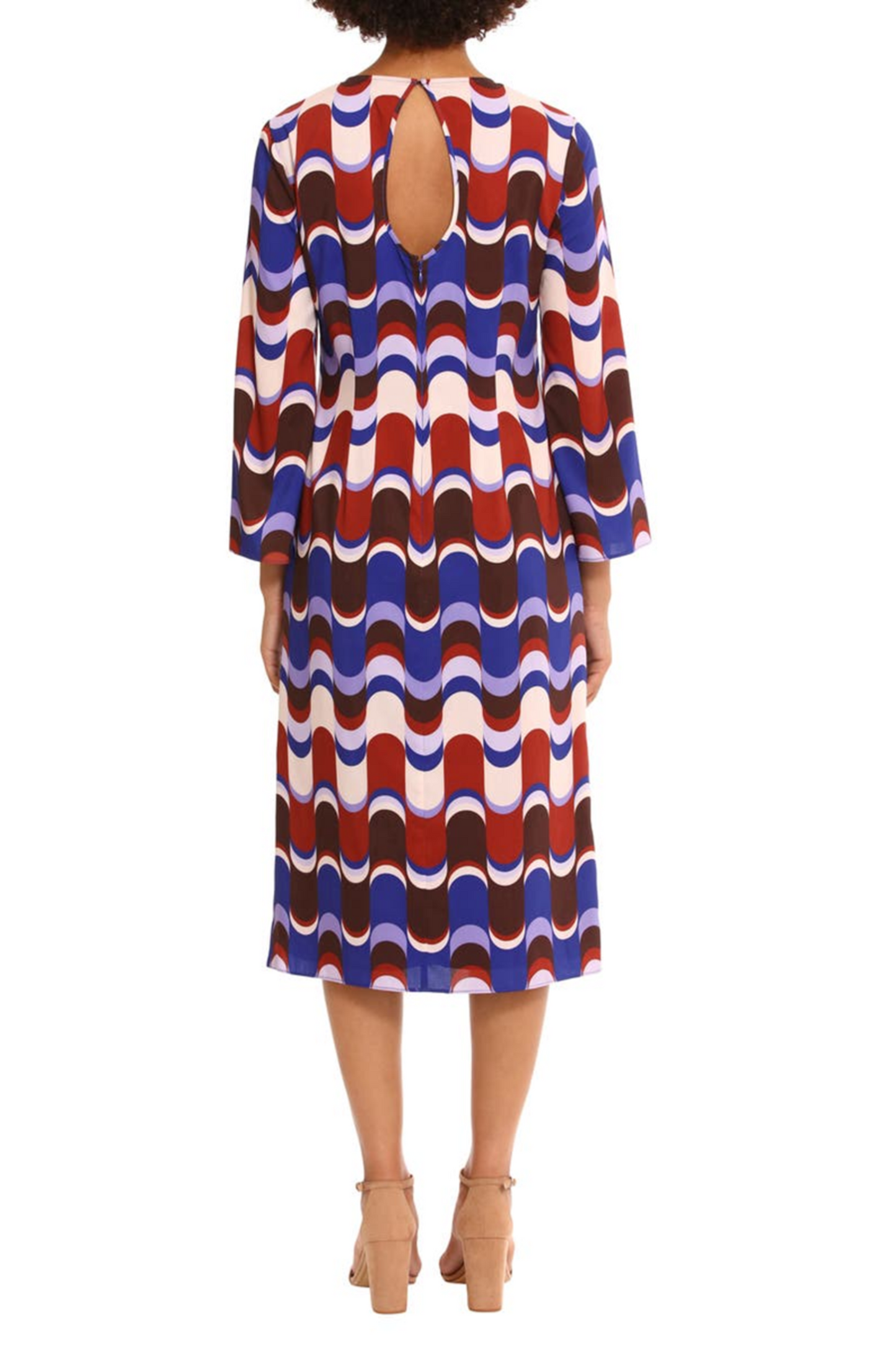 Donna Morgan Long Sleeve Geo Print Midi Dress