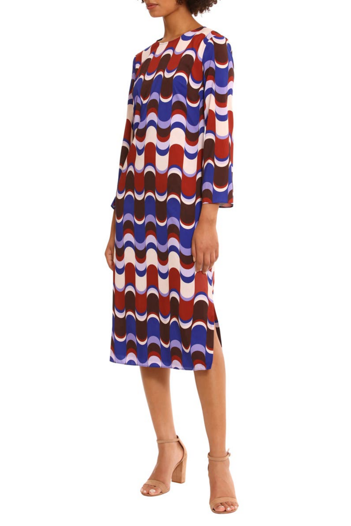 Donna Morgan Long Sleeve Geo Print Midi Dress