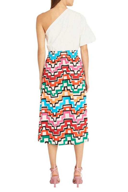 Donna Morgan Contrast Print One-Shoulder Dress