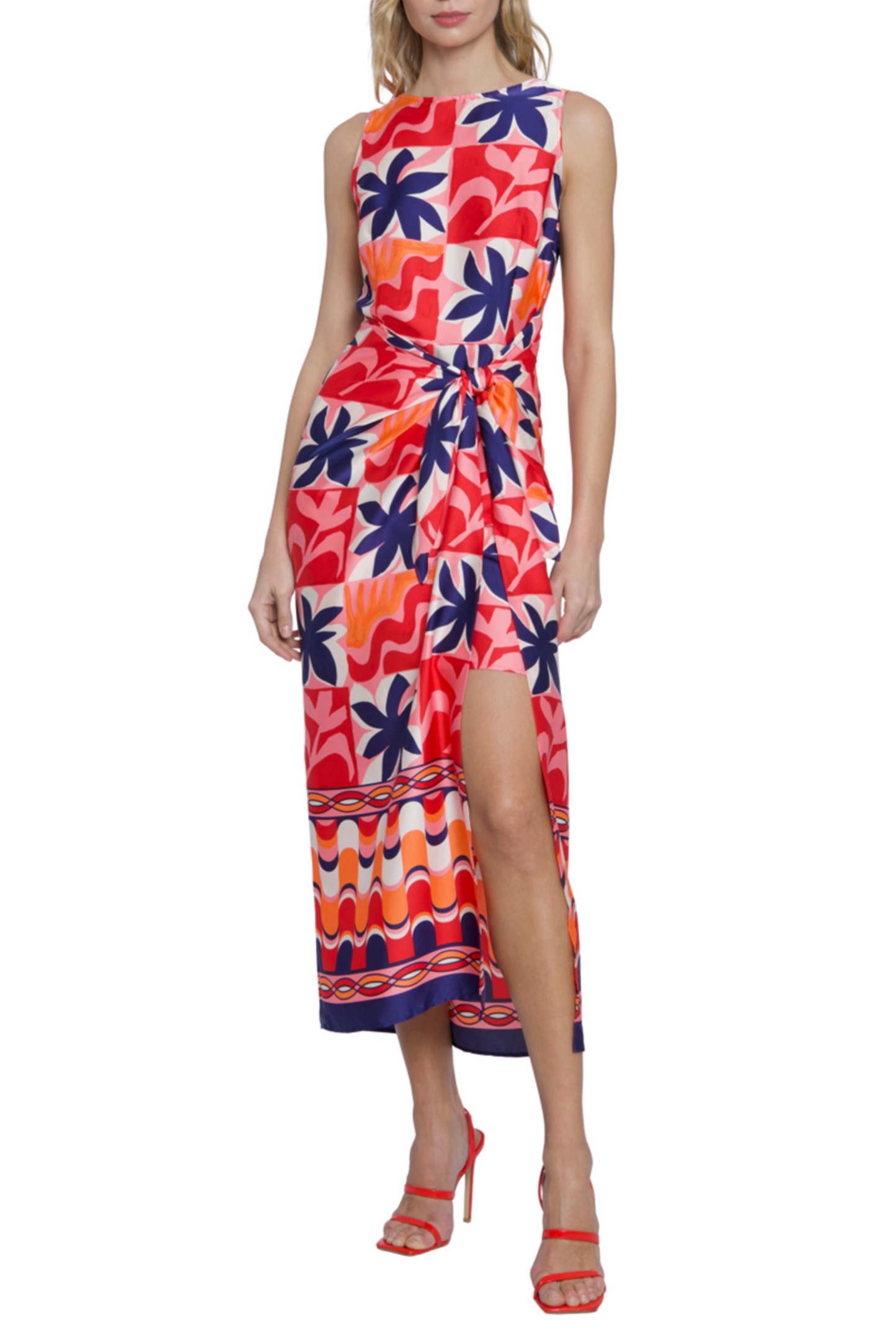 Donna Morgan Sleeveless Floral Print Midi Dress
