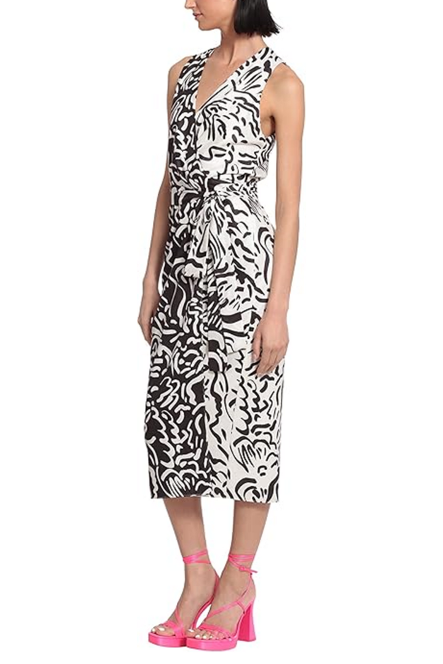 Donna Morgan Abstract Print Sleeveless Wrap Dress