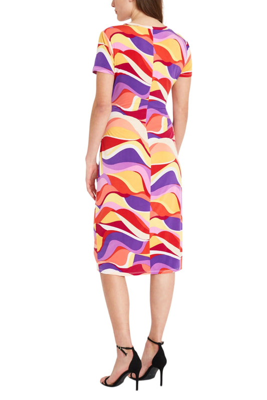 Donna Morgan Short Sleeve Abstract Midi Dress