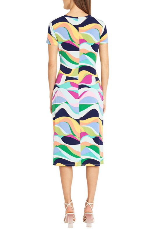 Donna Morgan Short Sleeve Abstract Midi Dress