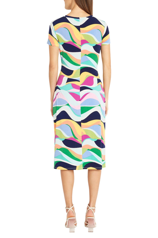 Donna Morgan Short Sleeve Abstract Midi Dress