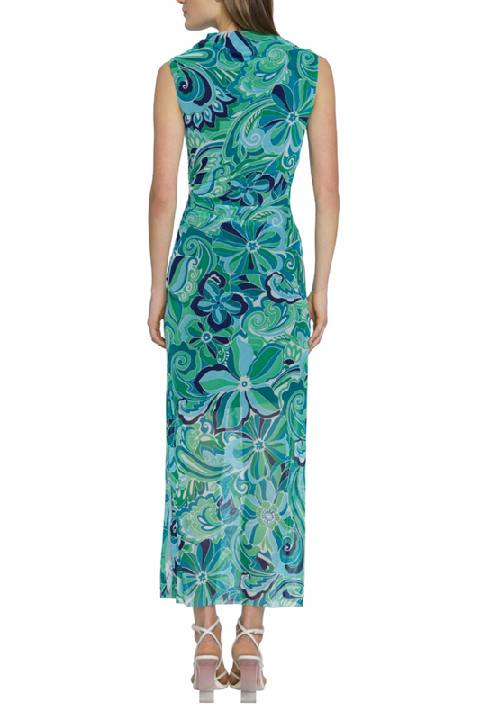Donna Morgan Mock Neck Floral Sleeveless Dress