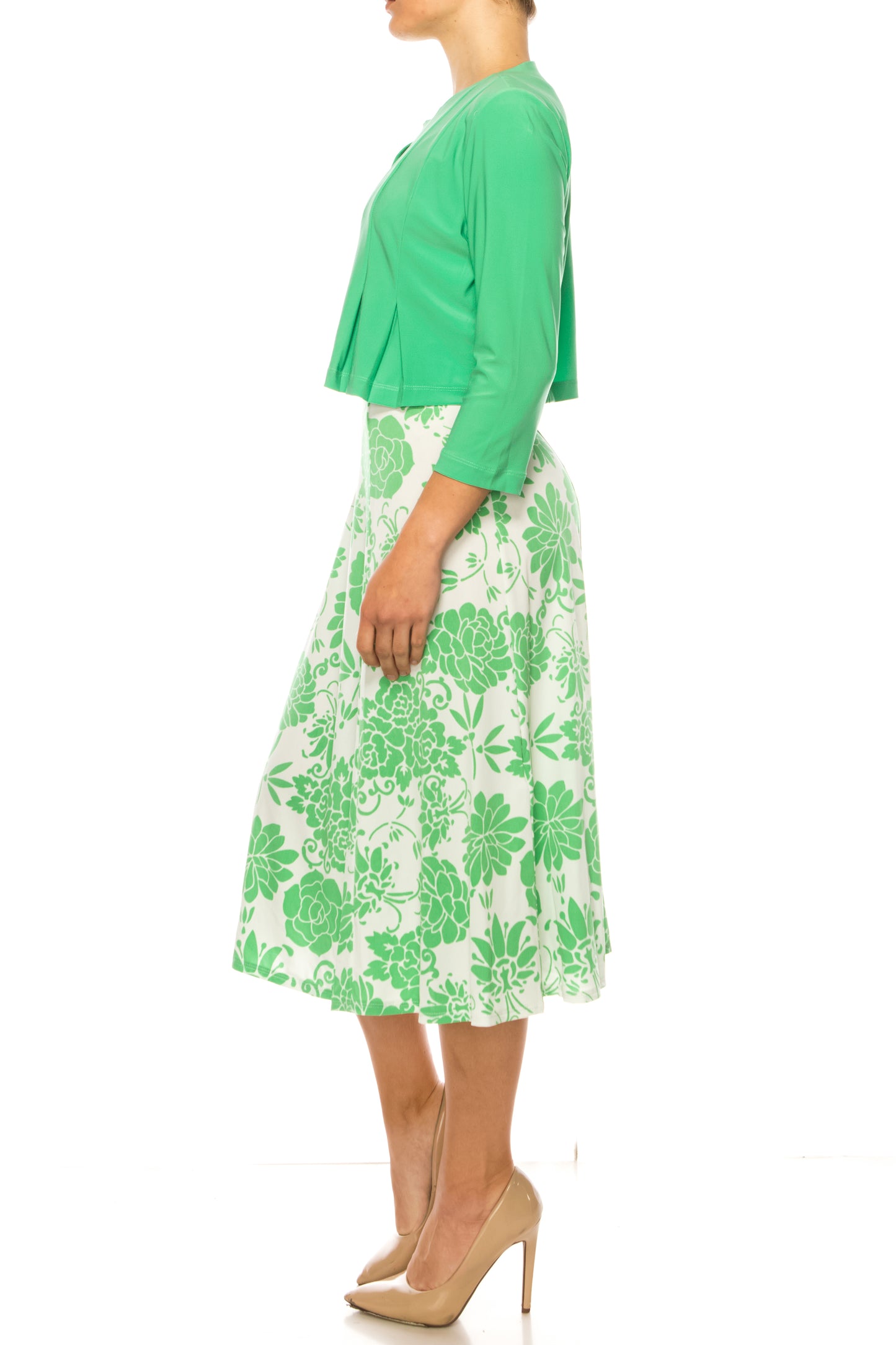 Danny & Nicole Floral Midi Pleated Jacket Dress