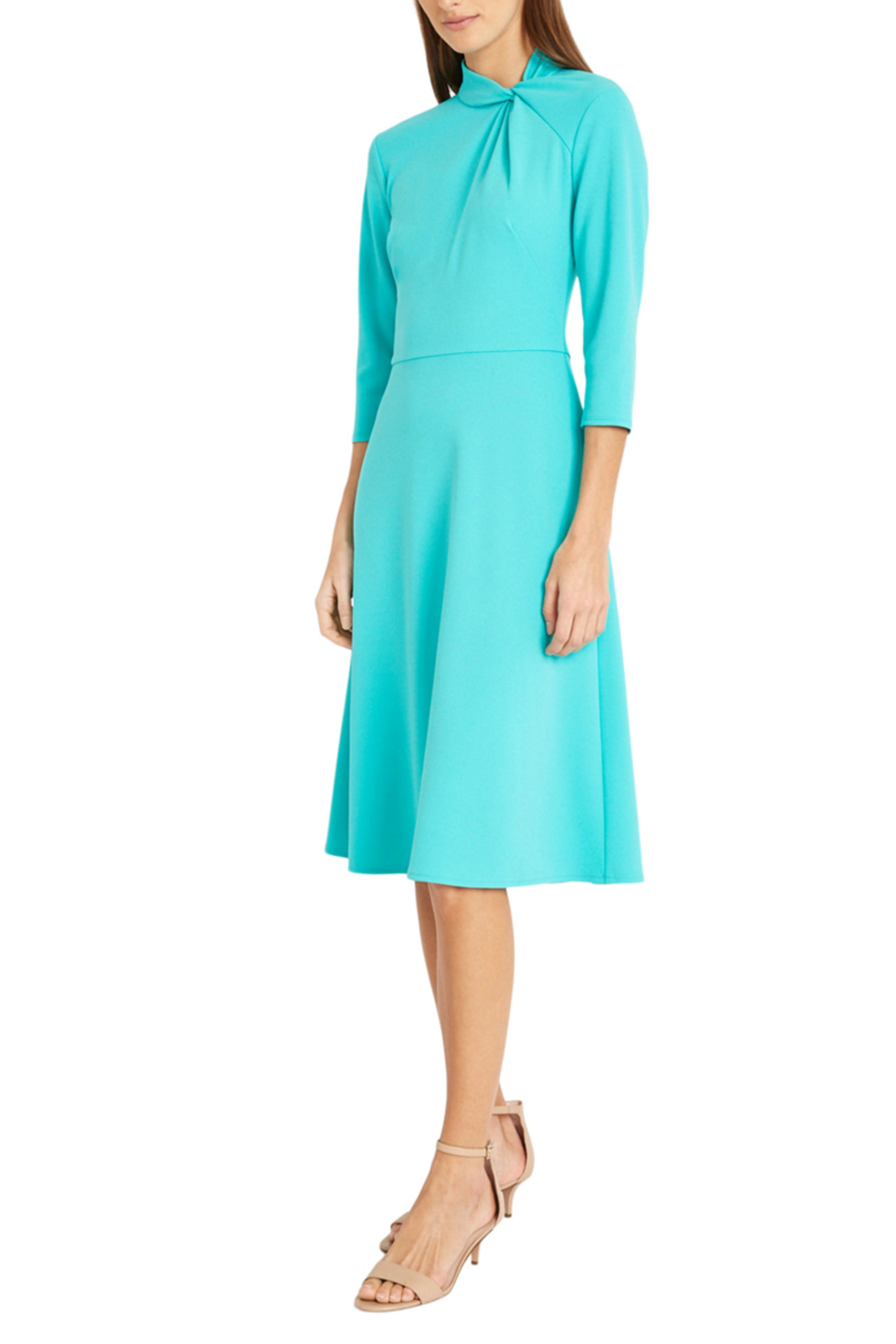 Donna Morgan Twisted Mock Neck 3/4 Sleeve Dress