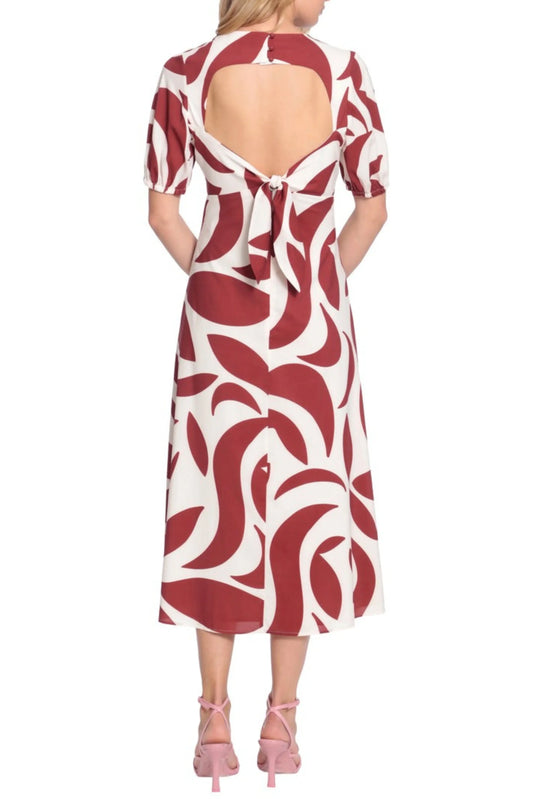 Donna Morgan Geo Print Open Back A-Line Midi Dress