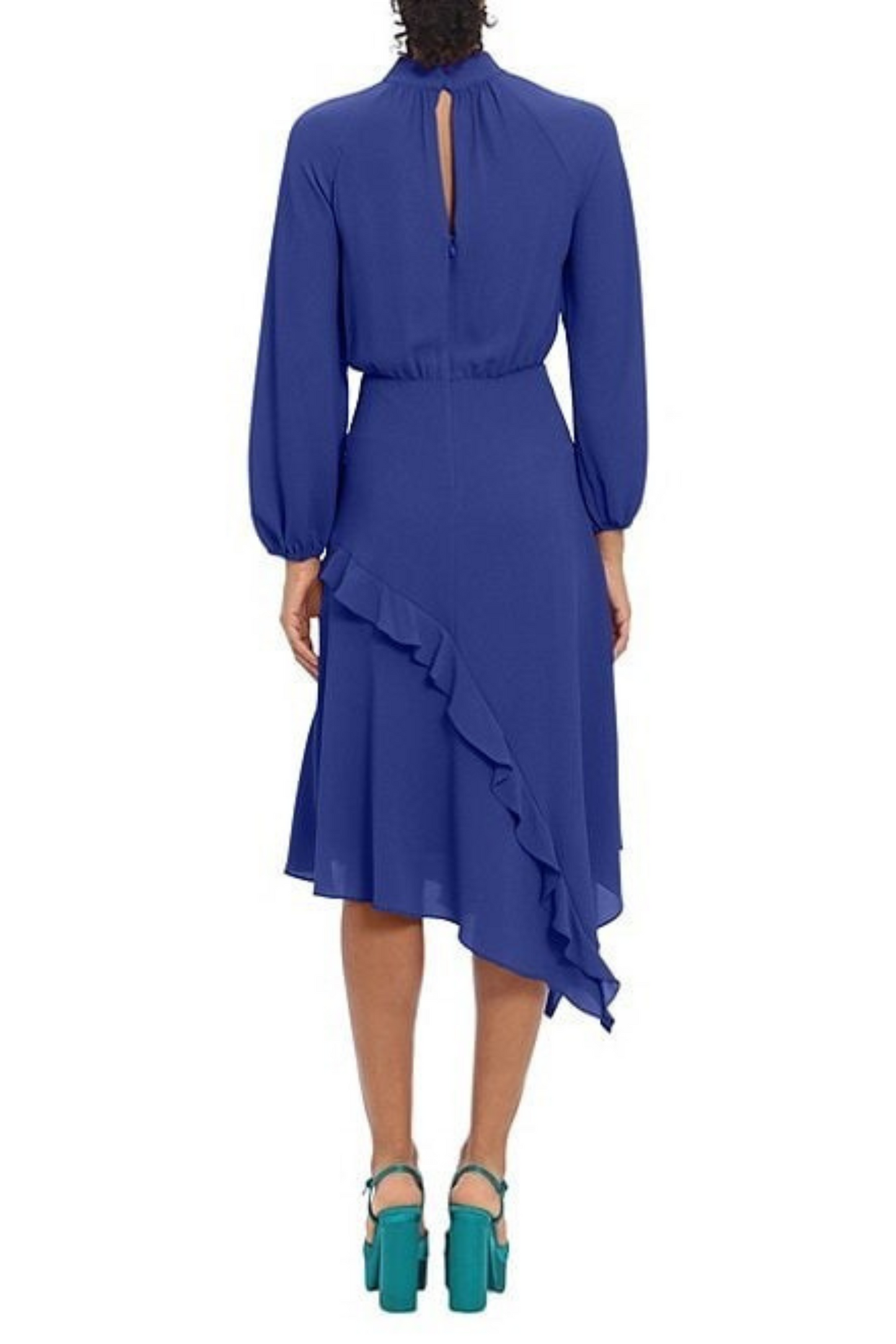 Donna Morgan Long Sleeve Mock Neck Ruffle Dress