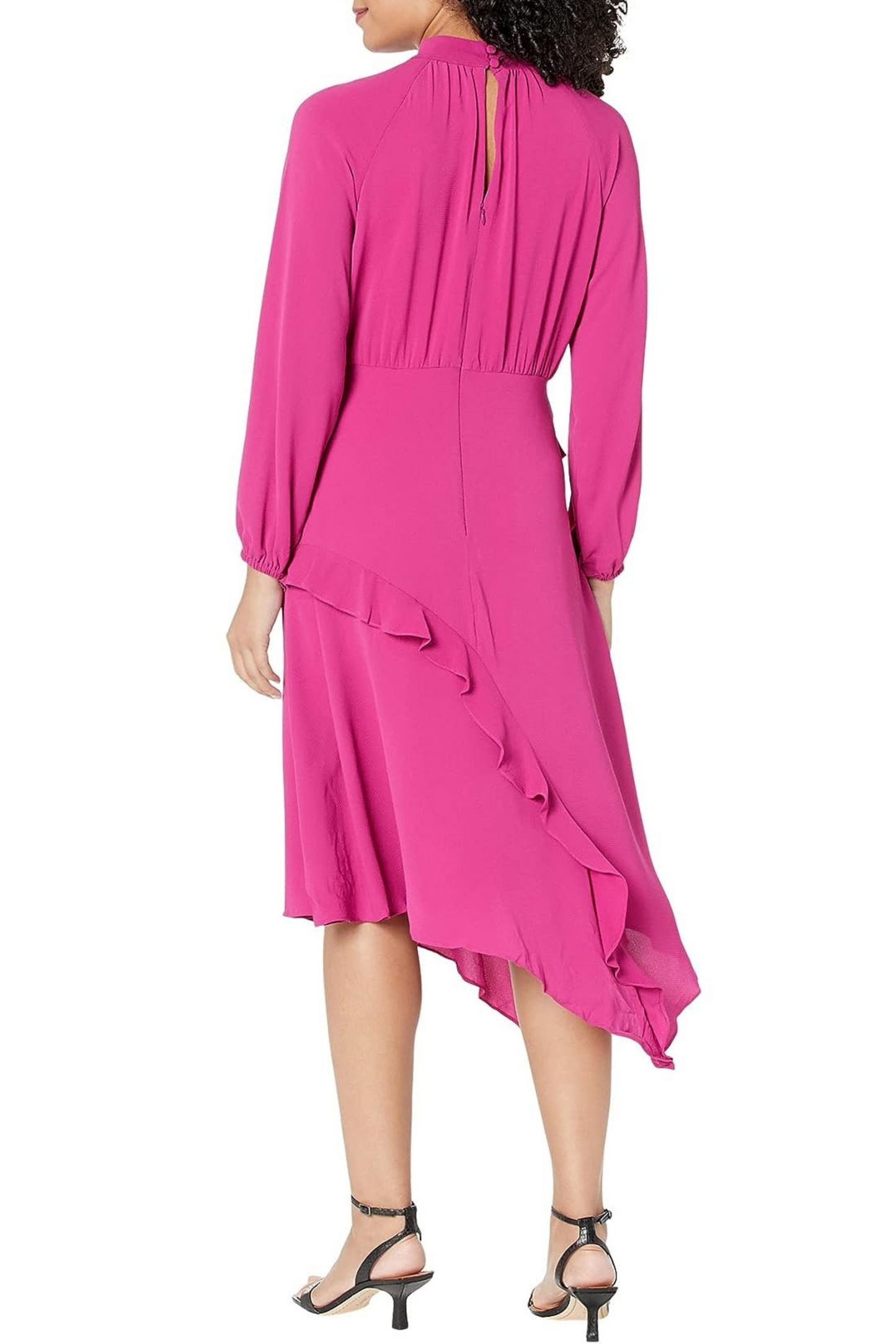 Donna Morgan Long Sleeve Mock Neck Ruffle Dress