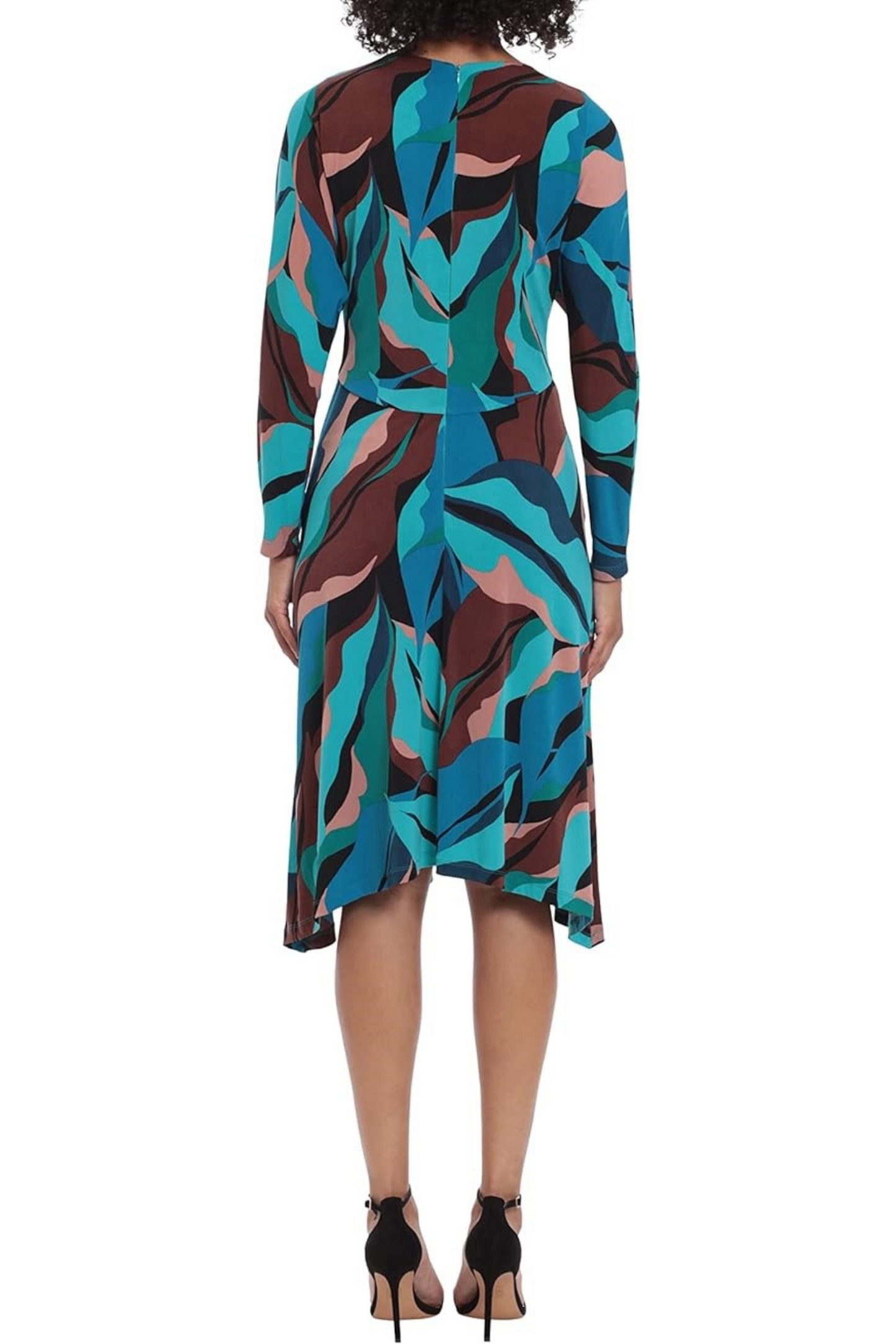 Donna Morgan Long Sleeve Keyhole Printed Dress