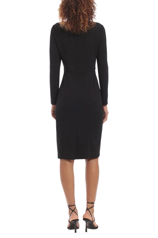 Donna Morgan Scalloped Neckline Long Sleeve Dress