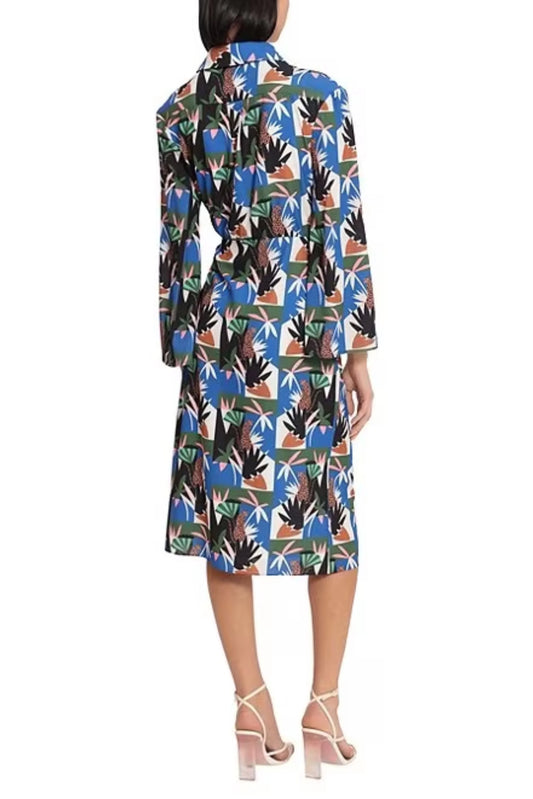 Donna Morgan Long Sleeve Jungle Print Wrap Dress