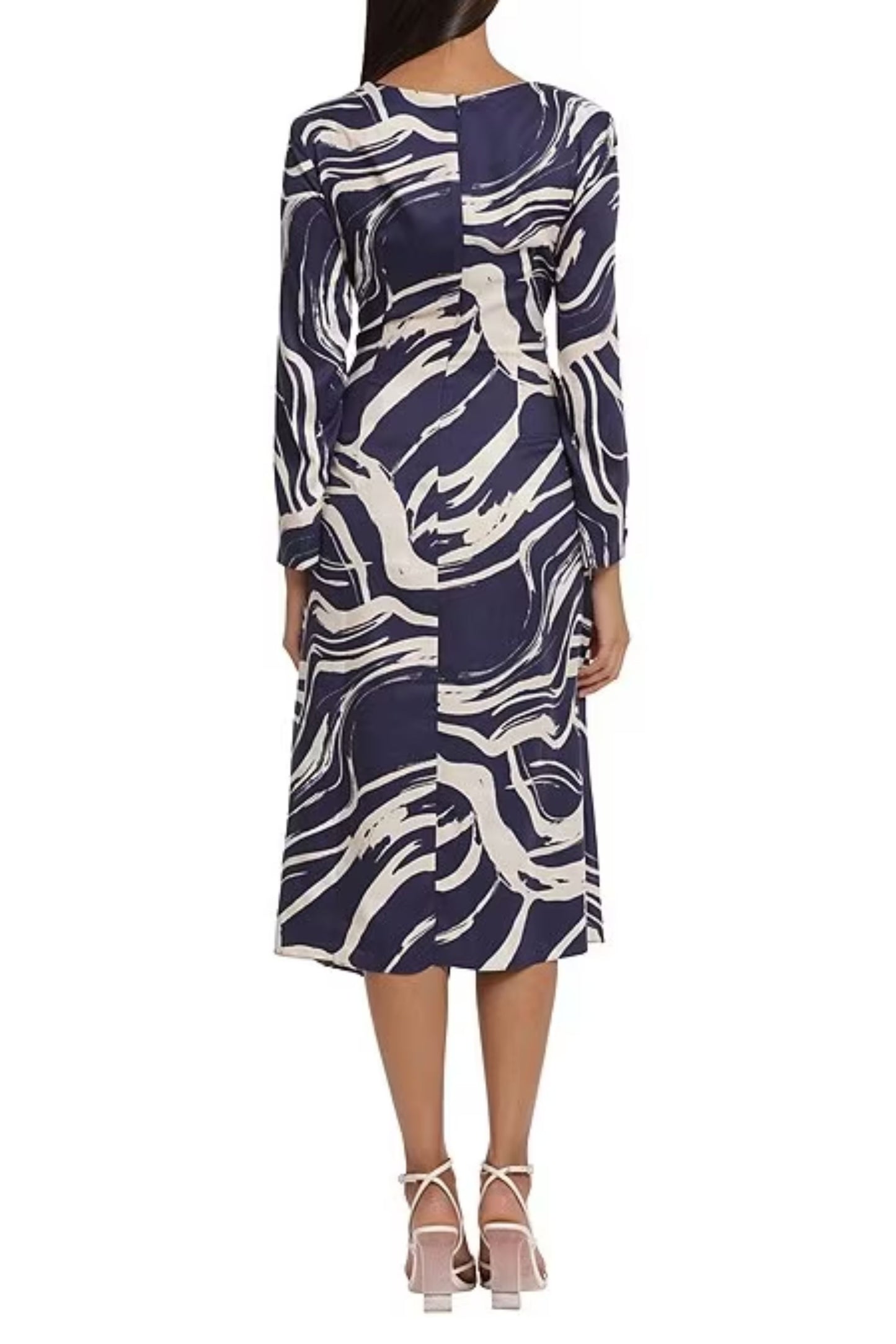 Donna Morgan Tied Waist Marble Print Midi Dress