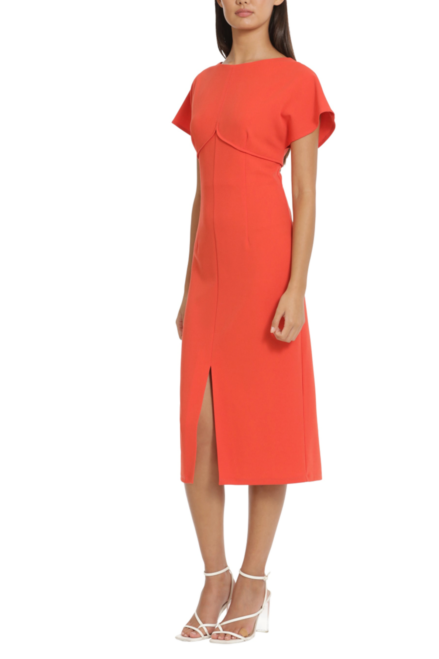 Donna Morgan Flutter Sleeve Sheath Midi Dress