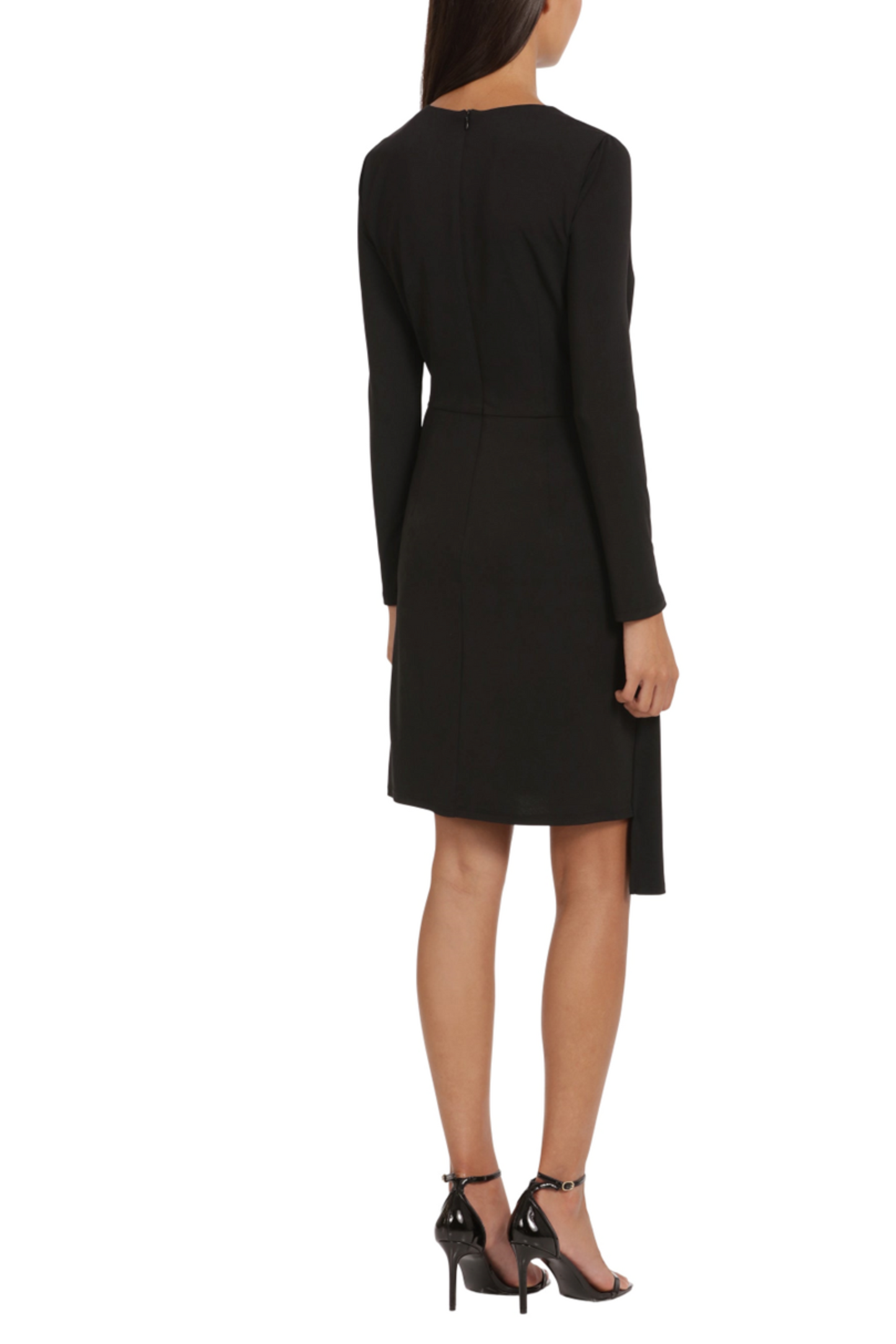 Donna Morgan Long Sleeve Draped & Ruched Dress