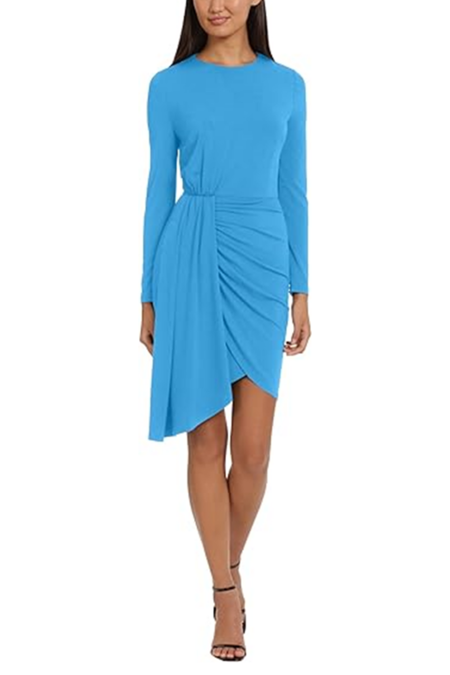 Donna Morgan Long Sleeve Draped & Ruched Dress