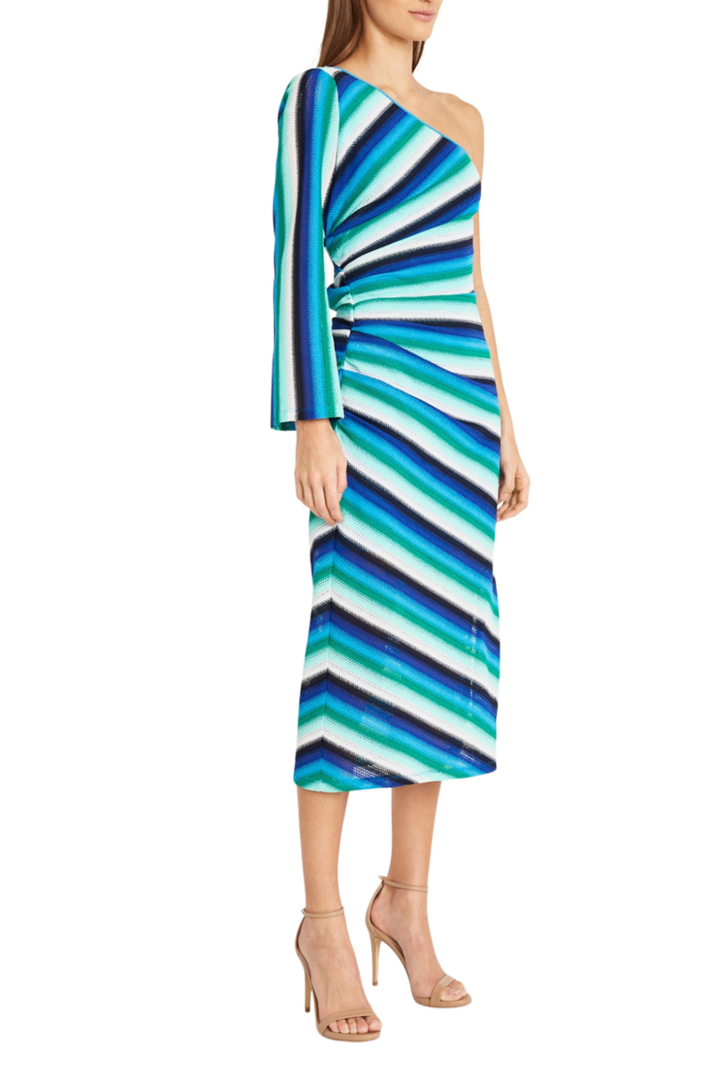 Donna Morgan One Shoulder Striped Crochet Dress