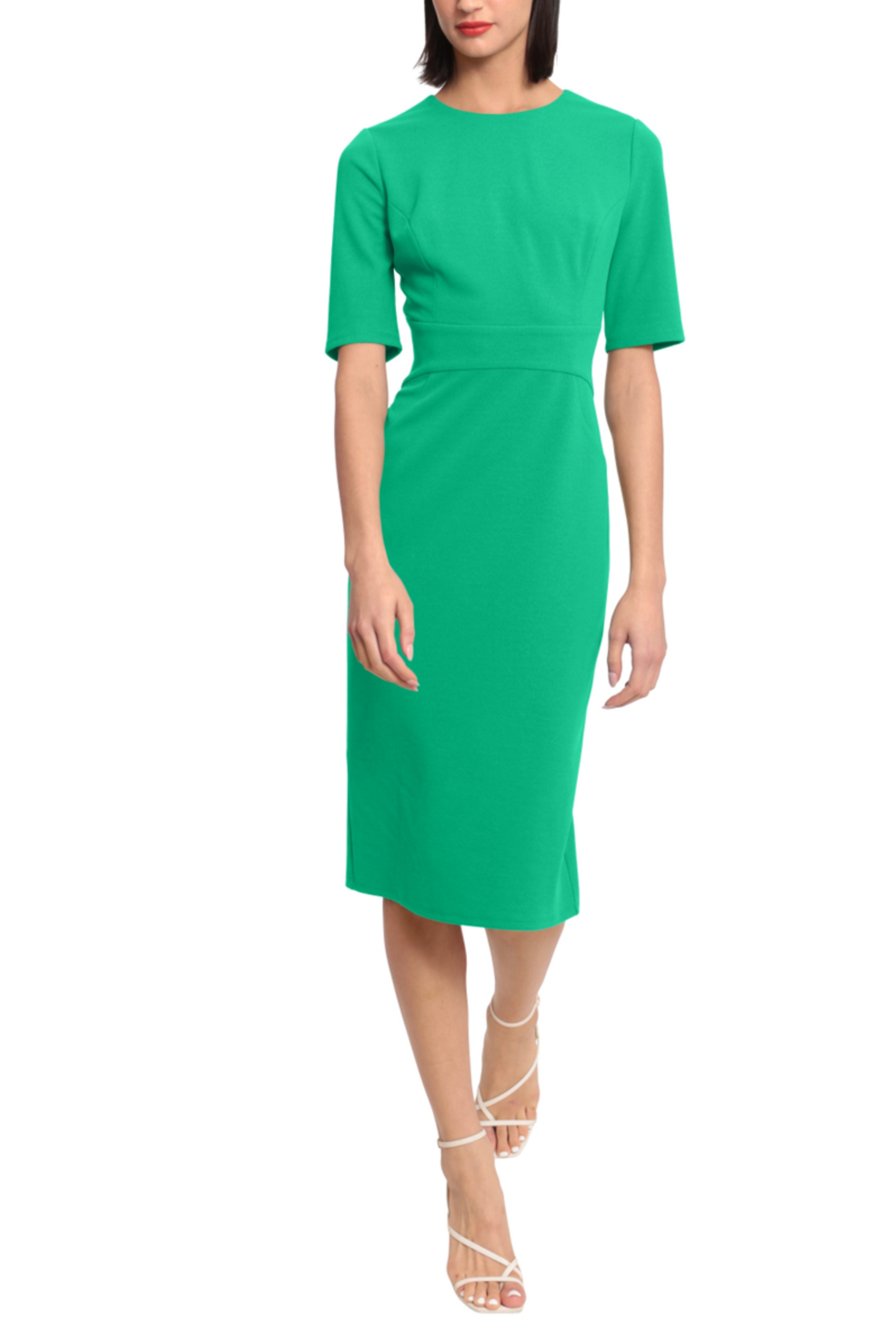 Donna Morgan Elbow Sleeve Midi Sheath Dress