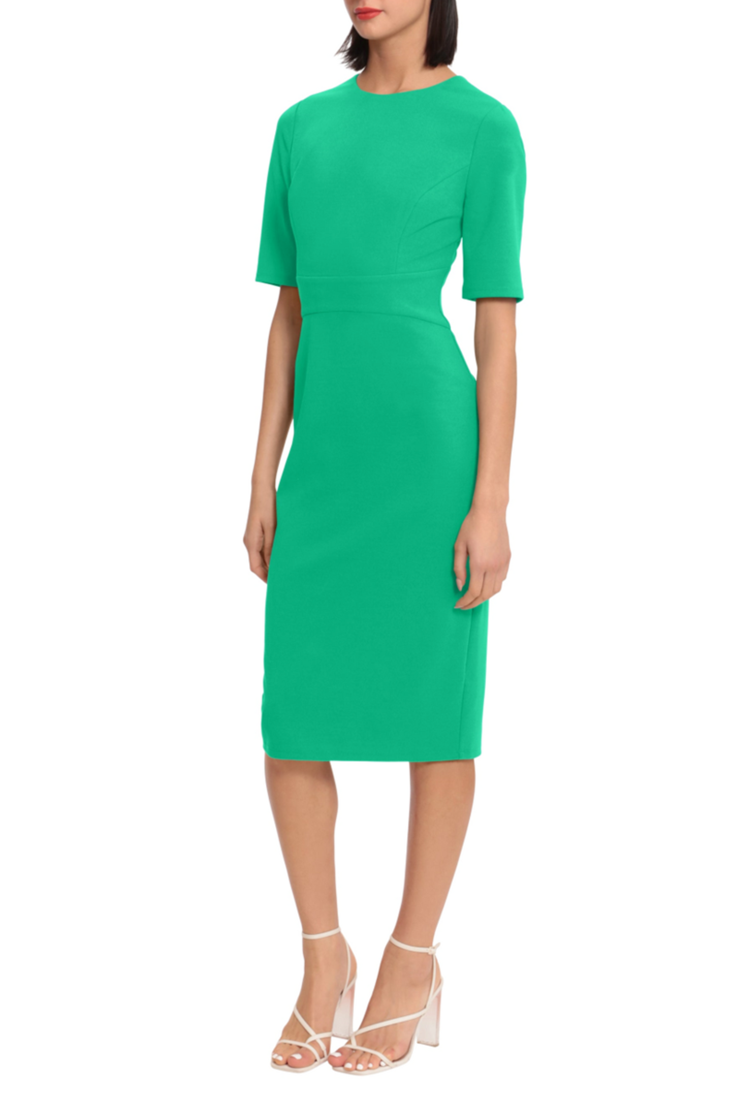 Donna Morgan Elbow Sleeve Midi Sheath Dress