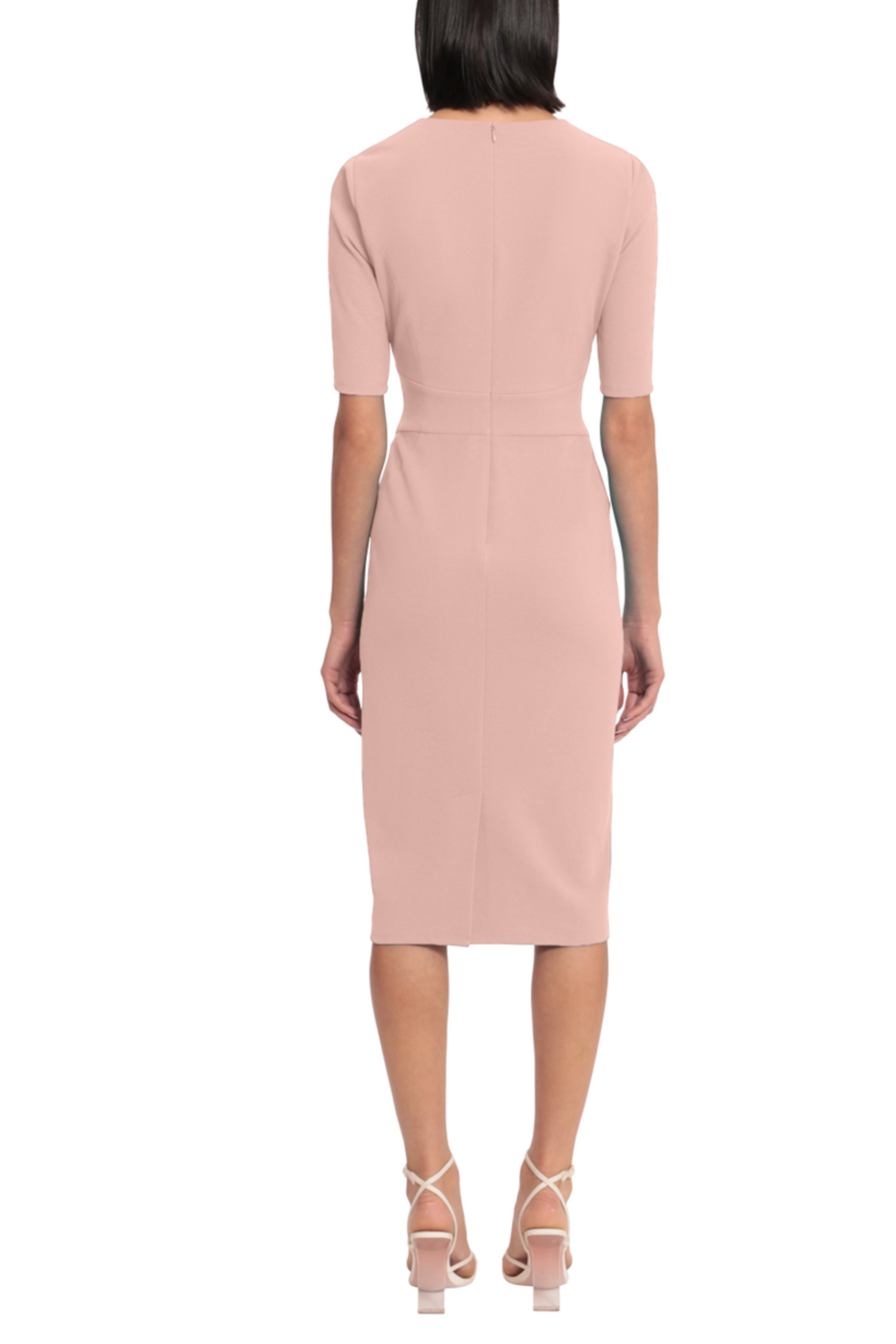 Donna Morgan Elbow Sleeve Midi Sheath Dress