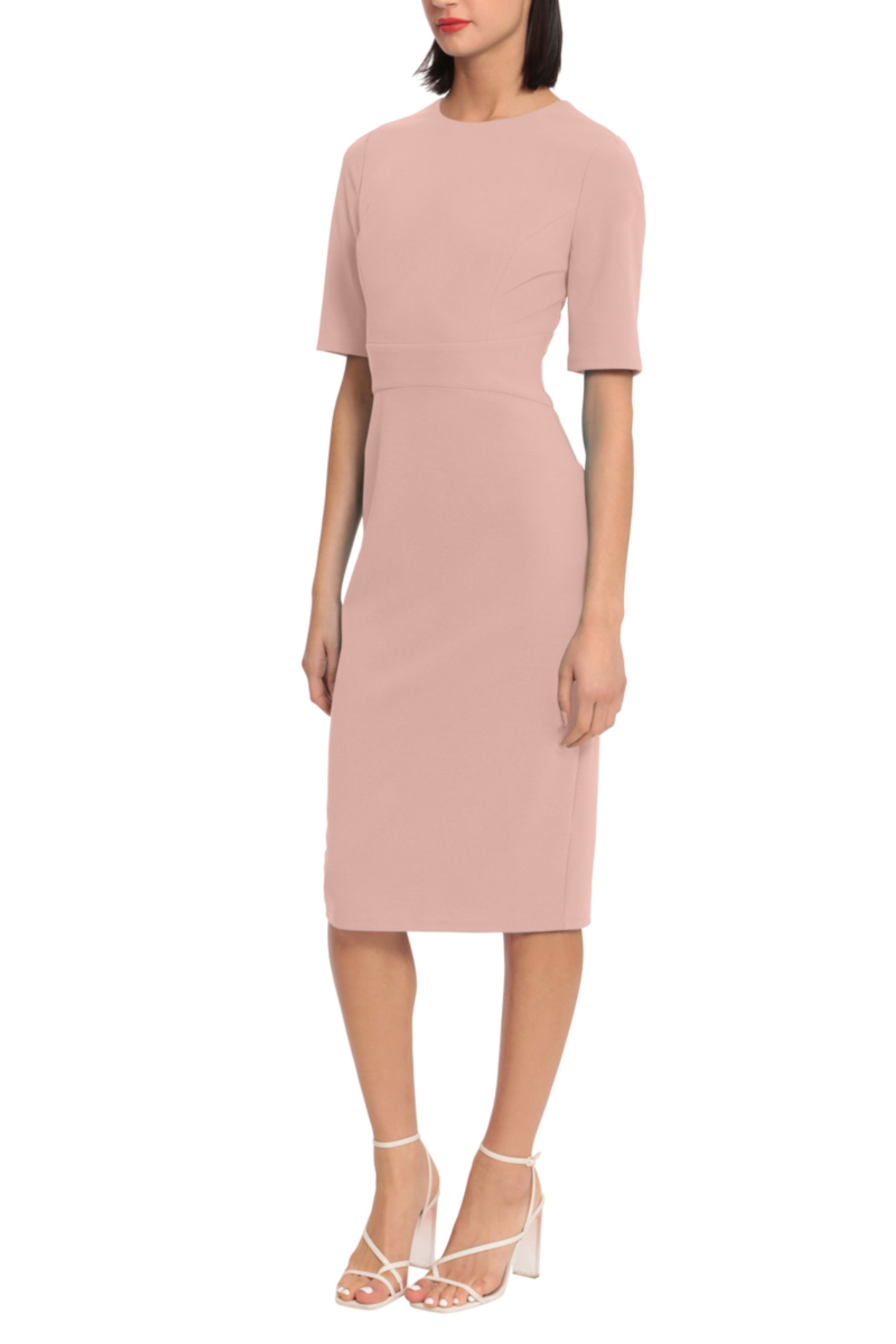 Donna Morgan Elbow Sleeve Midi Sheath Dress
