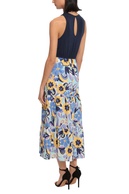 Donna Morgan Floral Skirt & Tank Contrast Dress