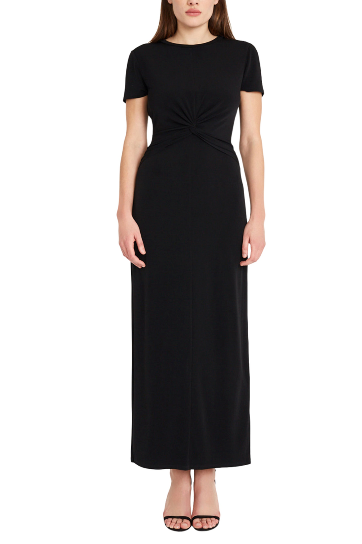 Donna Morgan Short Sleeve Twisted-Knot Maxi Dress