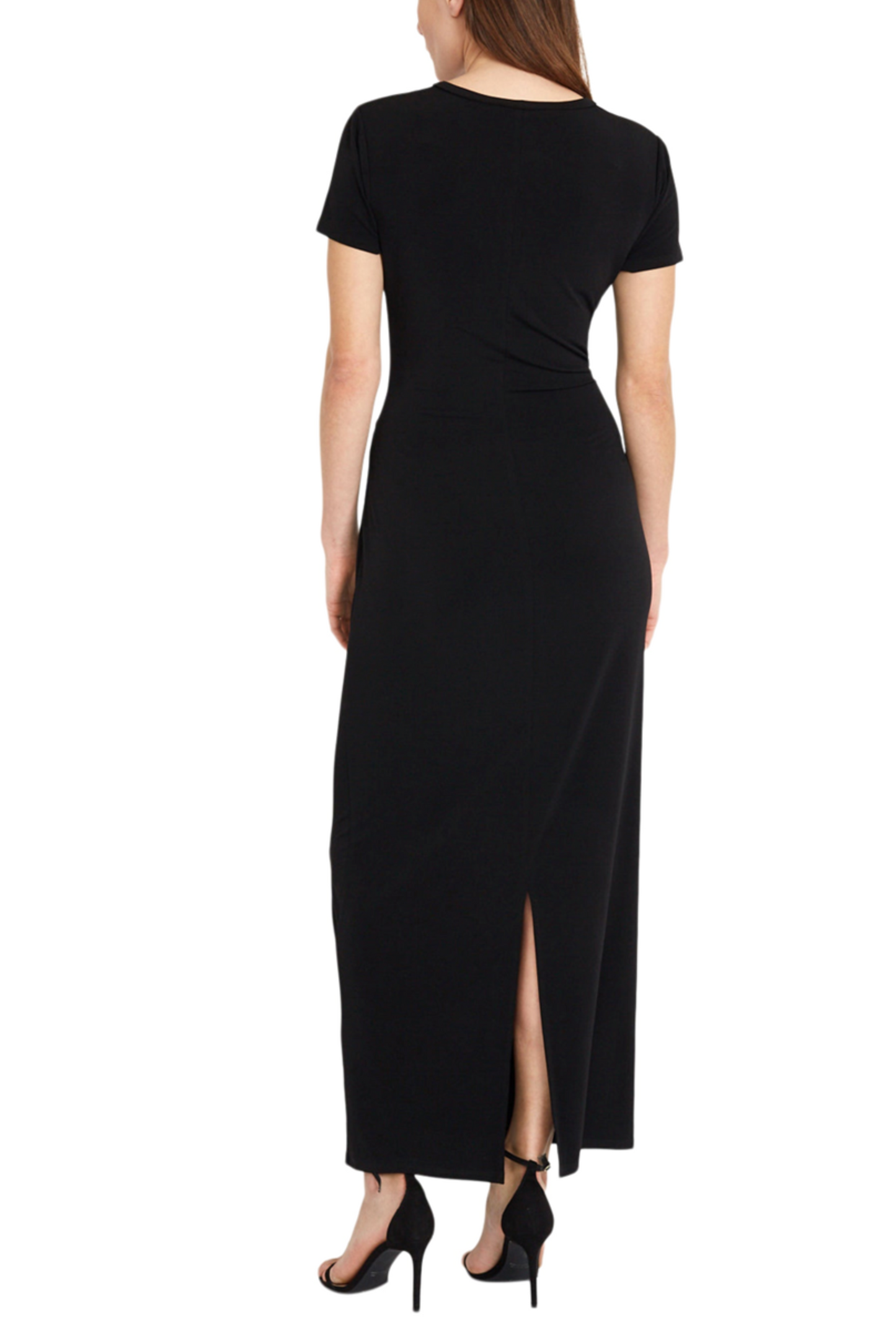 Donna Morgan Short Sleeve Twisted-Knot Maxi Dress