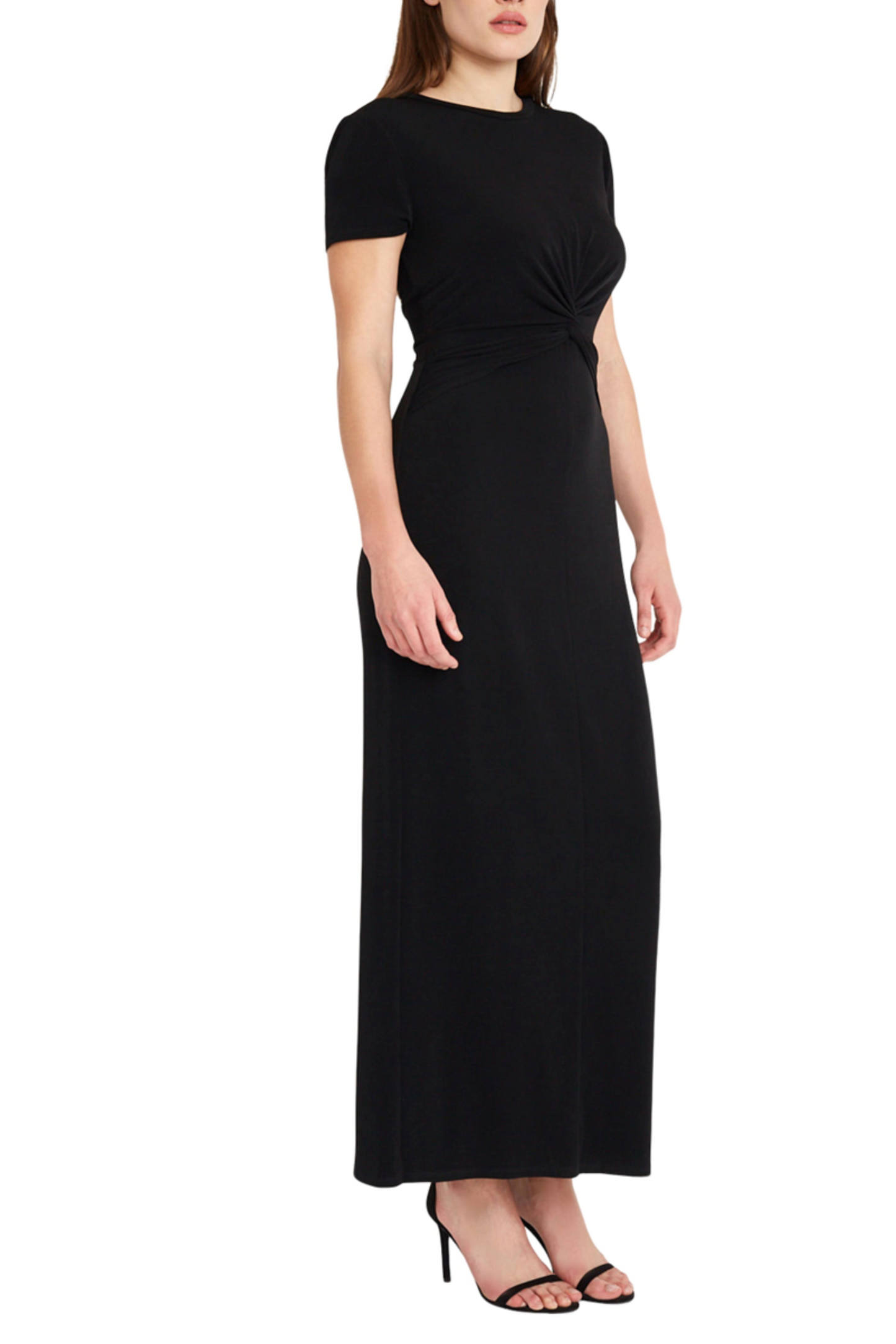 Donna Morgan Short Sleeve Twisted-Knot Maxi Dress