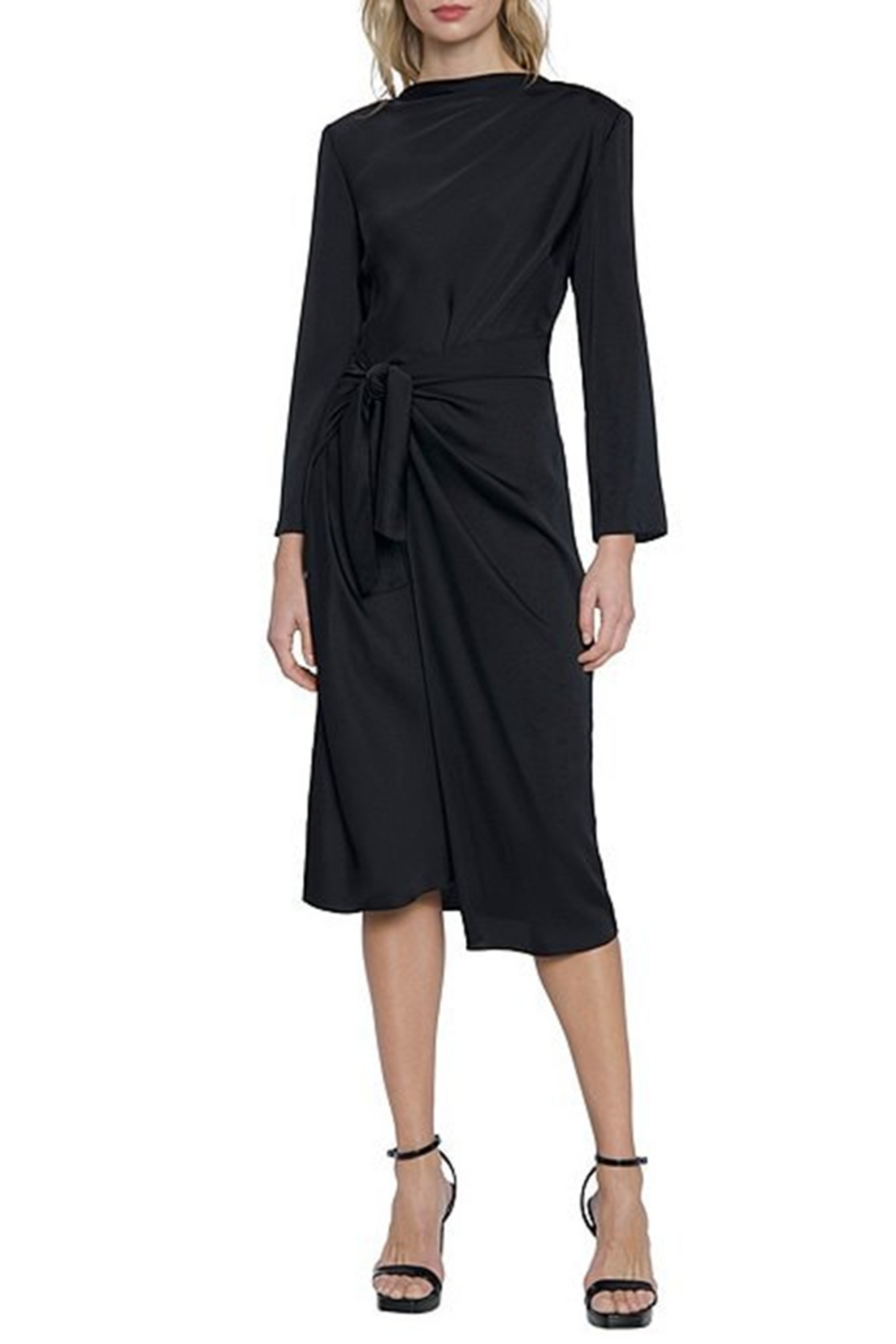 Donna Morgan Long Sleeve Tied-Waist Dress