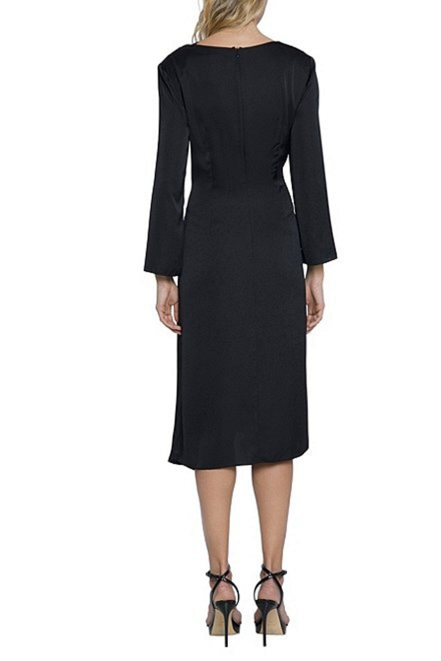 Donna Morgan Long Sleeve Tied-Waist Dress
