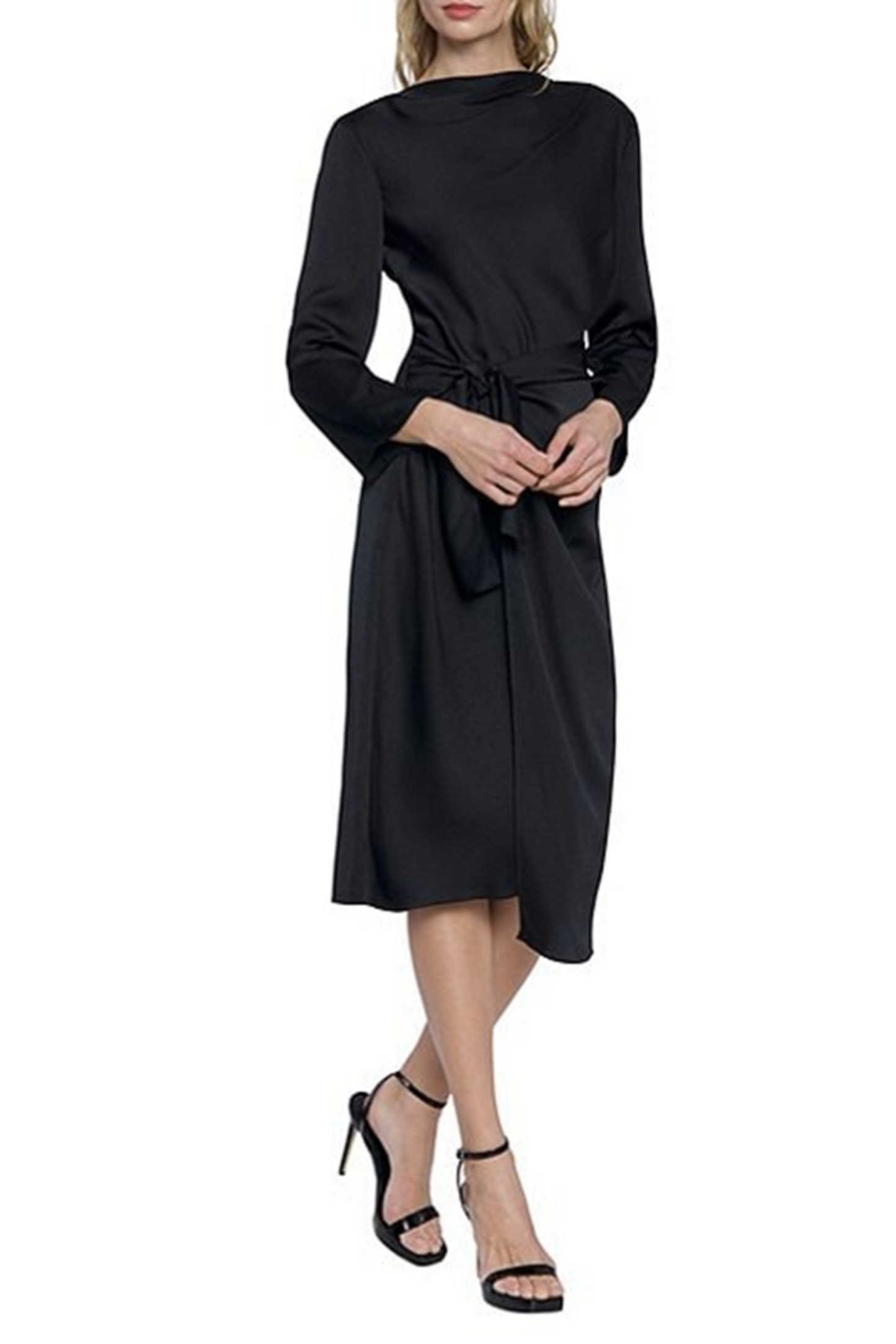 Donna Morgan Long Sleeve Tied-Waist Dress