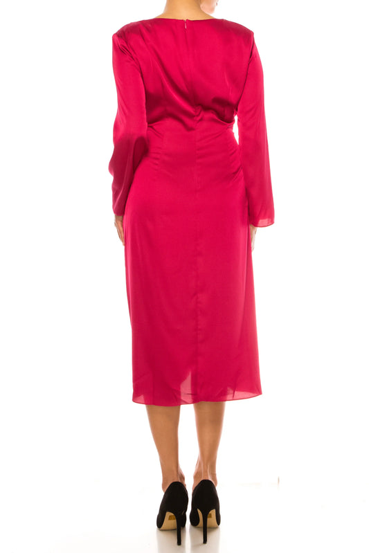 Donna Morgan Long Sleeve Tied-Waist Dress