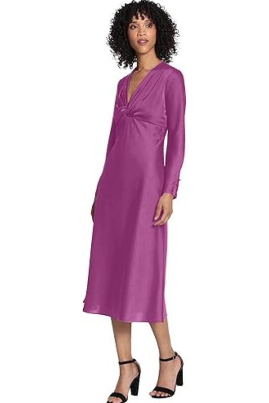 Maggy London Long Sleeve Twisted Knot Midi Dress