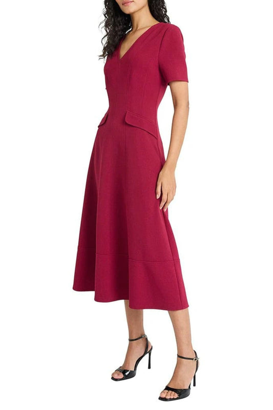 Maggy London Short Sleeve A-Line Midi Dress
