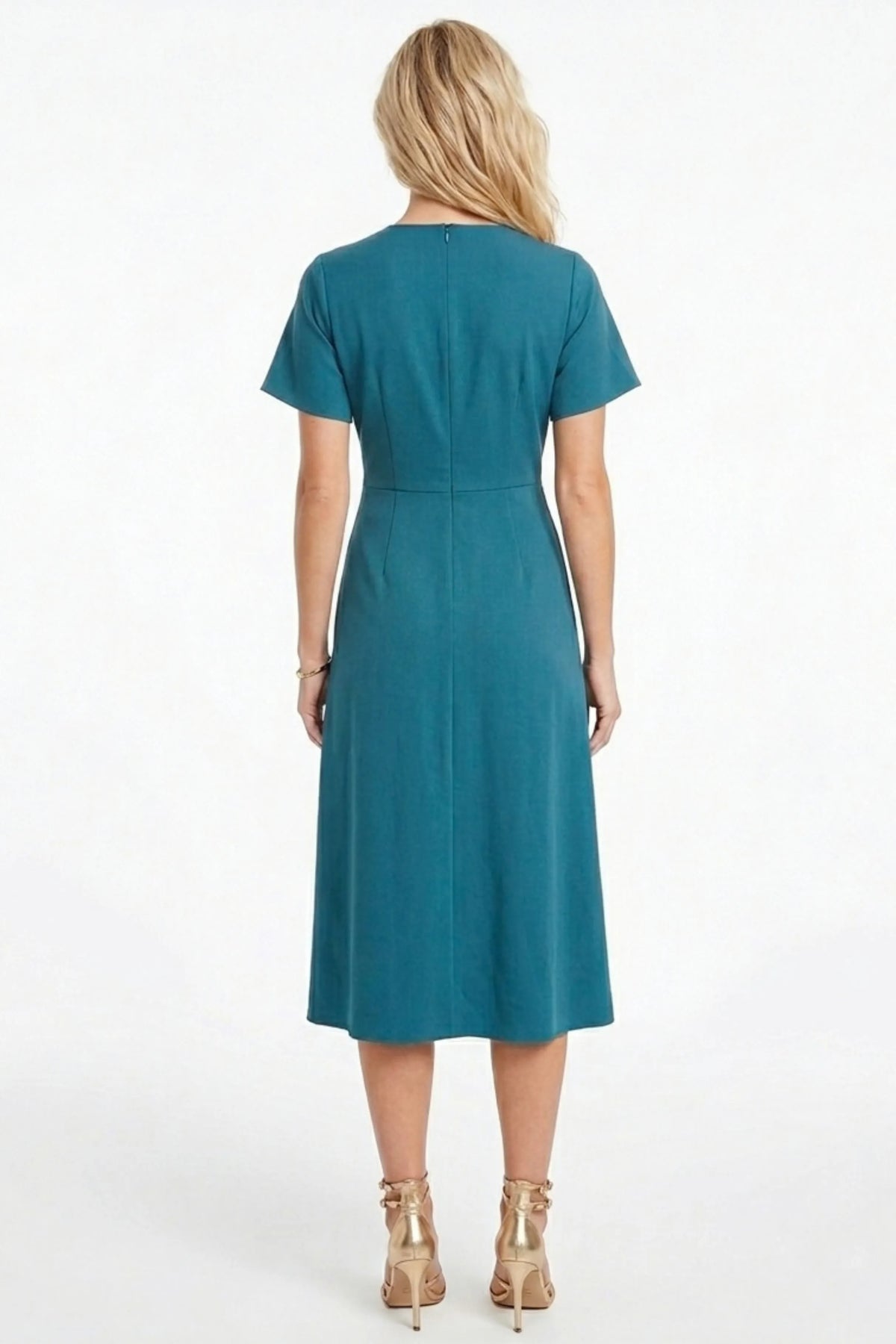 Maggy London Green Heron O-Ring Twist Waist Midi Dress