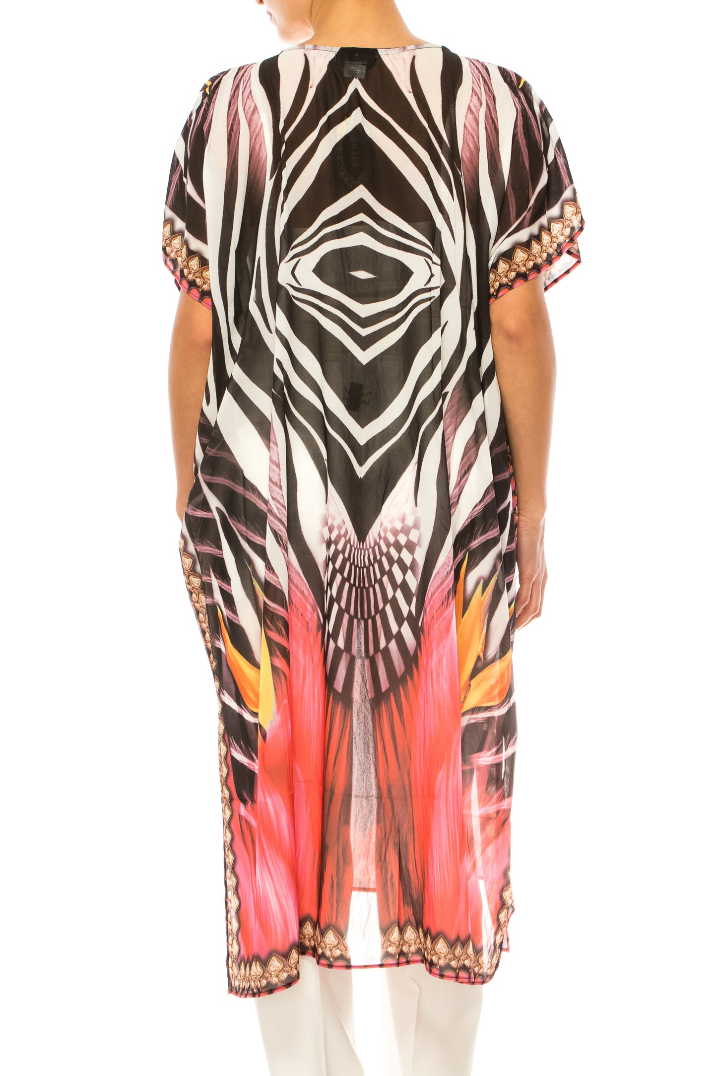 GRACE Black White Multi Print Kimono Top