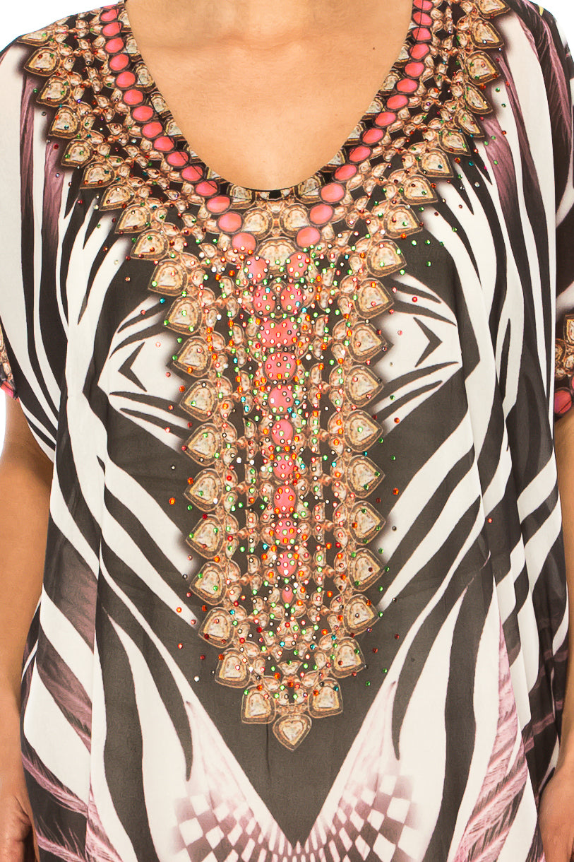 GRACE Black White Multi Print Kimono Top