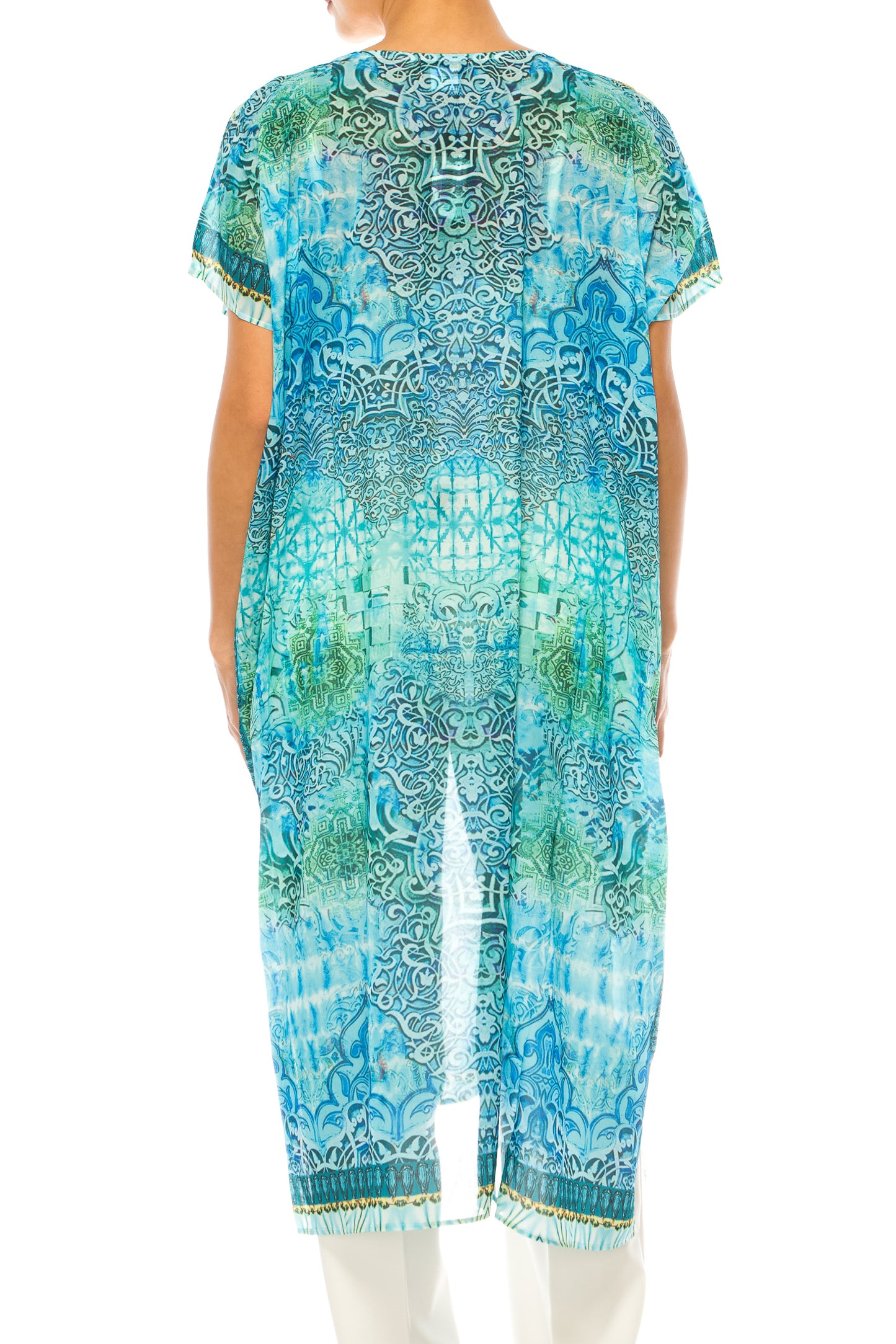 GRACE Turq Multi Print Kimono Top