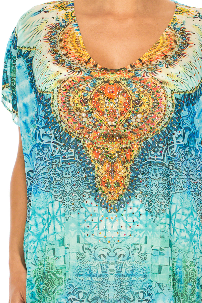 GRACE Turq Multi Print Kimono Top