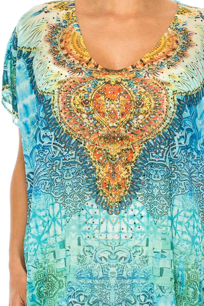 GRACE Turq Multi Print Kimono Top