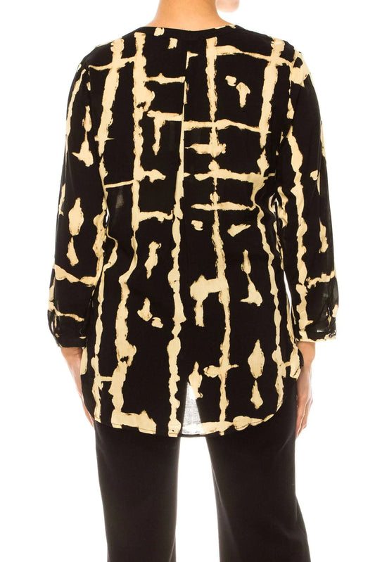 Grand & Greene Long Sleeve Abstract Tunic Top