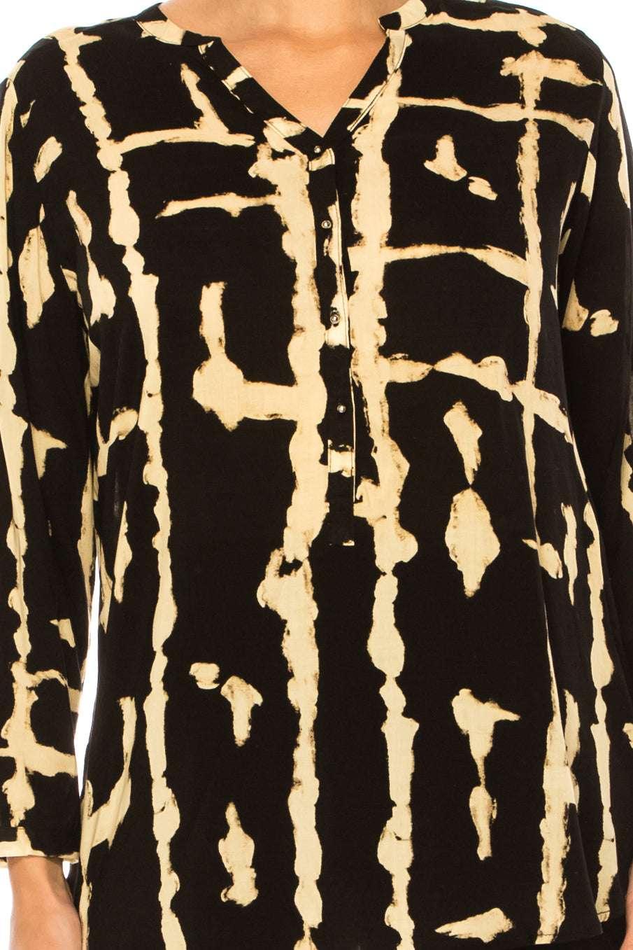 Grand & Greene Long Sleeve Abstract Tunic Top