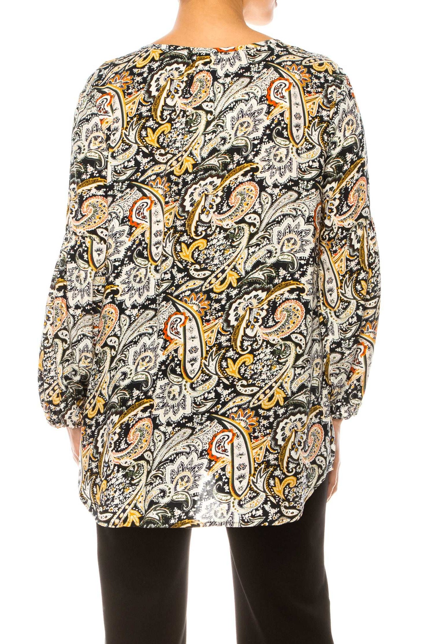 Grand & Greene Long Sleeve Paisley Print Tunic Top