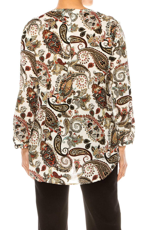 Grand & Greene Long Sleeve Paisley Tunic Top