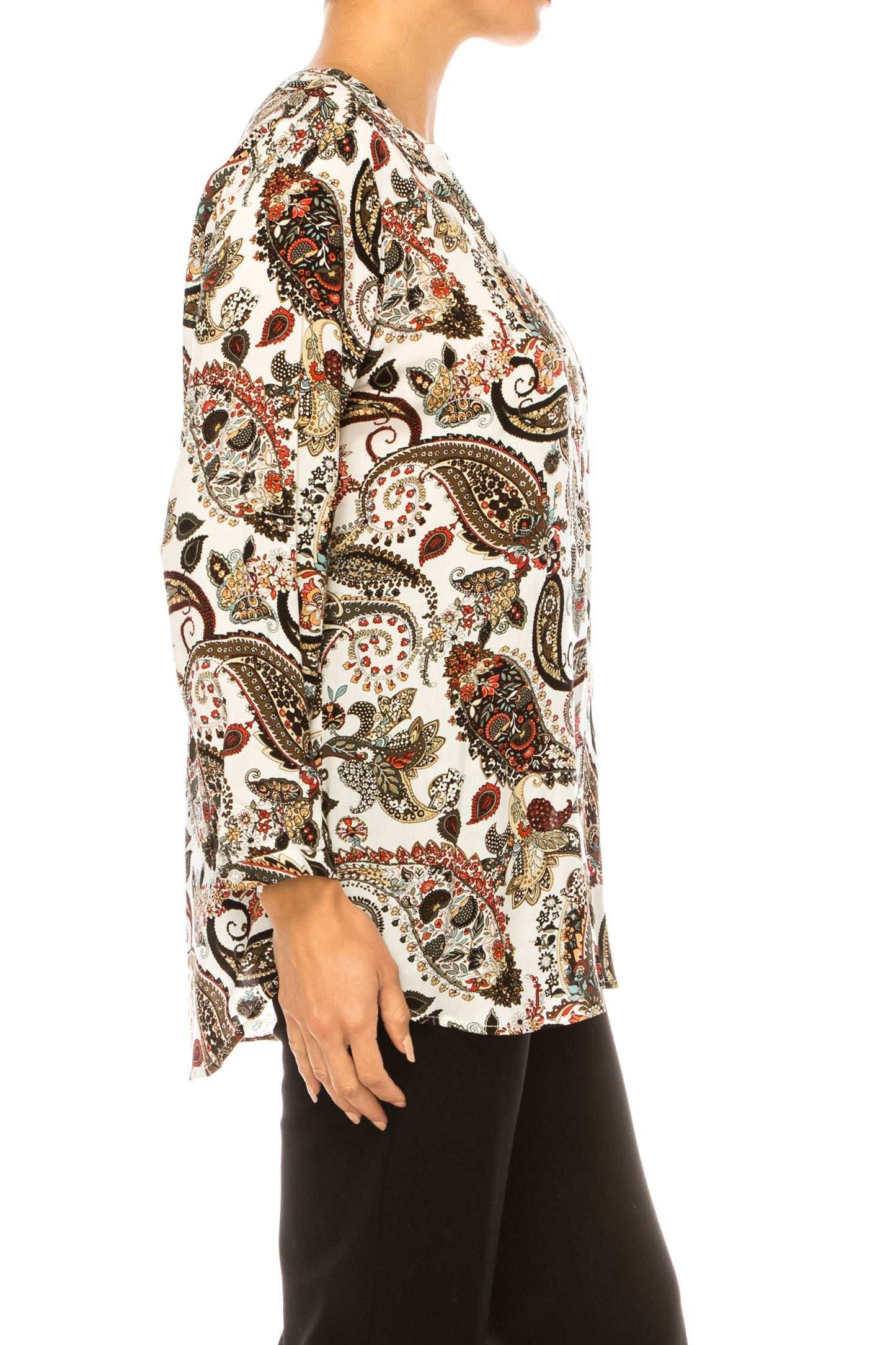 Grand & Greene Long Sleeve Paisley Tunic Top